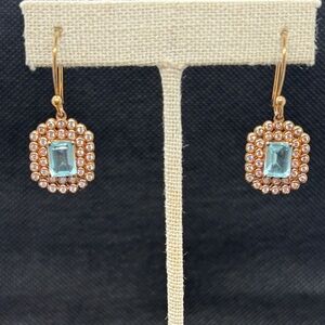 Art Deco Blue Topaz, Australian crystal, rose gold vermeil over sterling silver